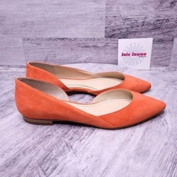 Marc Fisher Sunny Suede Pointed Toe Slip on Ballet Flat Orange Women's sz 6 NEW - Picture 1 of 7